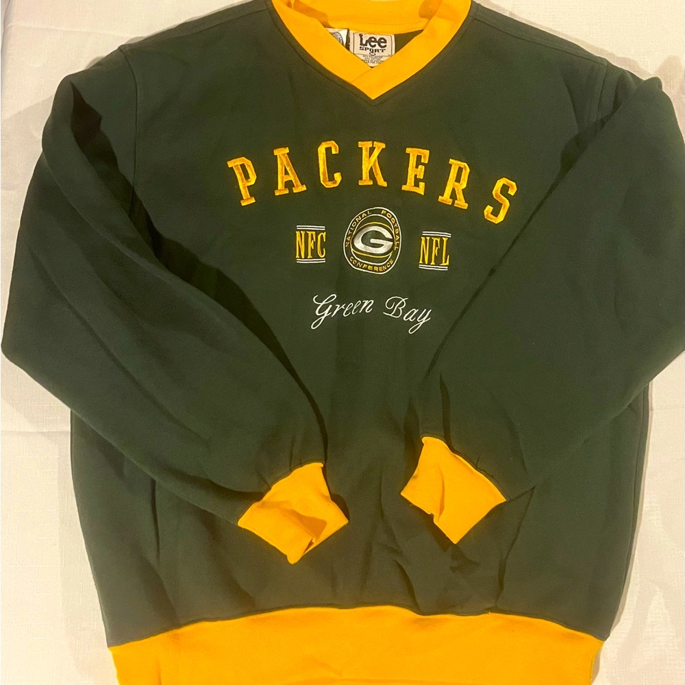 Vintage Football V Neck Sweatshirt Mens Size MEDIUM  Lee Sport